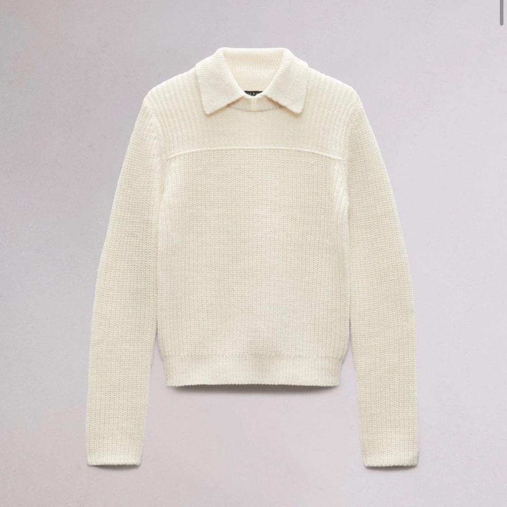 rag & bone Cream Ribbed Knit Crew Neck Sweater - Picture 7 of 12